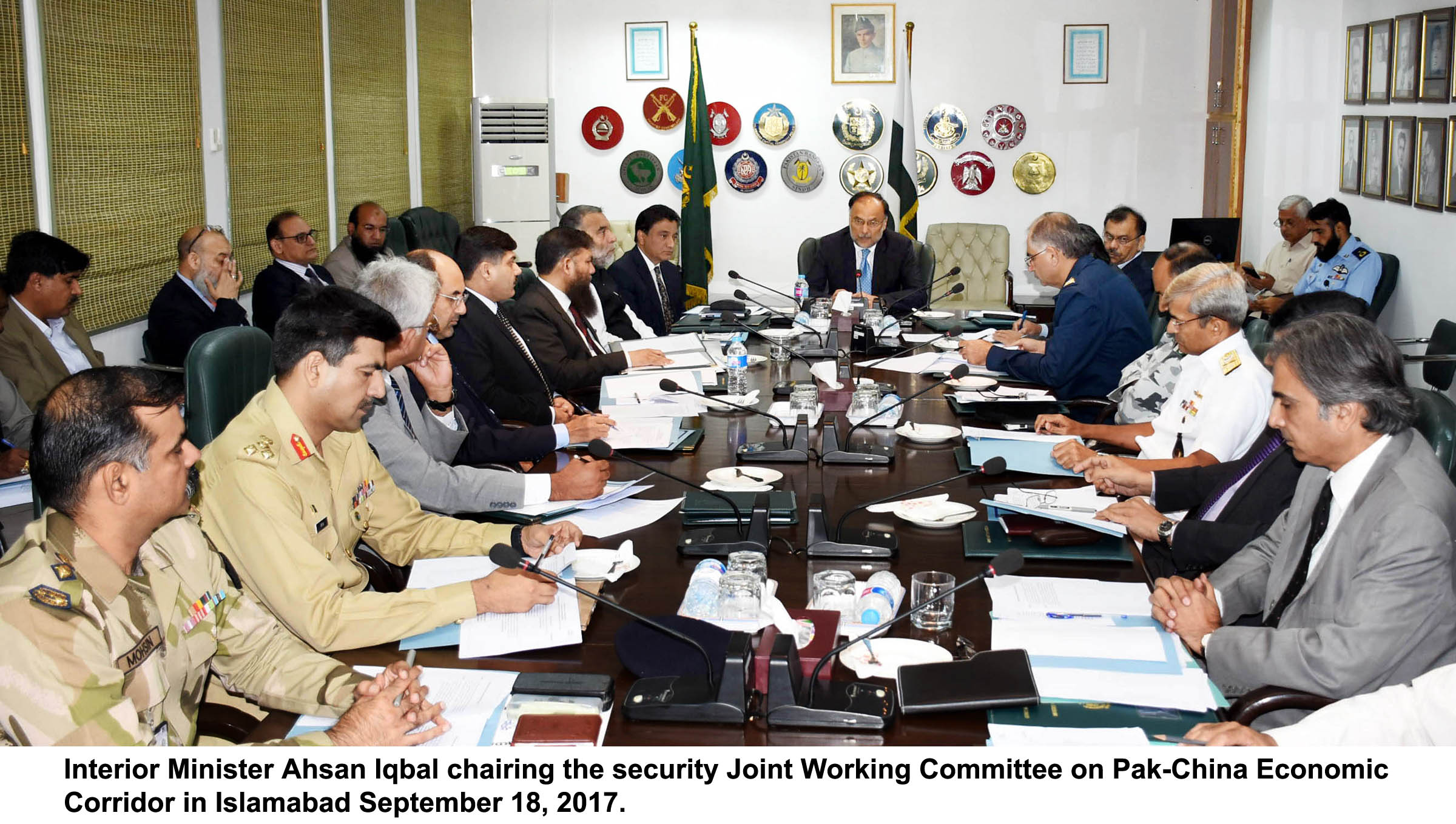 Security Joint Working Committee Meeting on CPEC on 18 September 2017